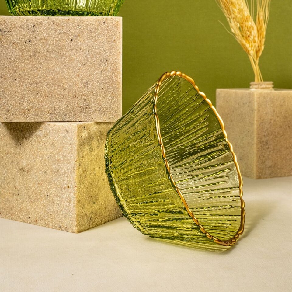 Fecra Fladen 7 Parça Kase Seti Yeşil Gold Fileli