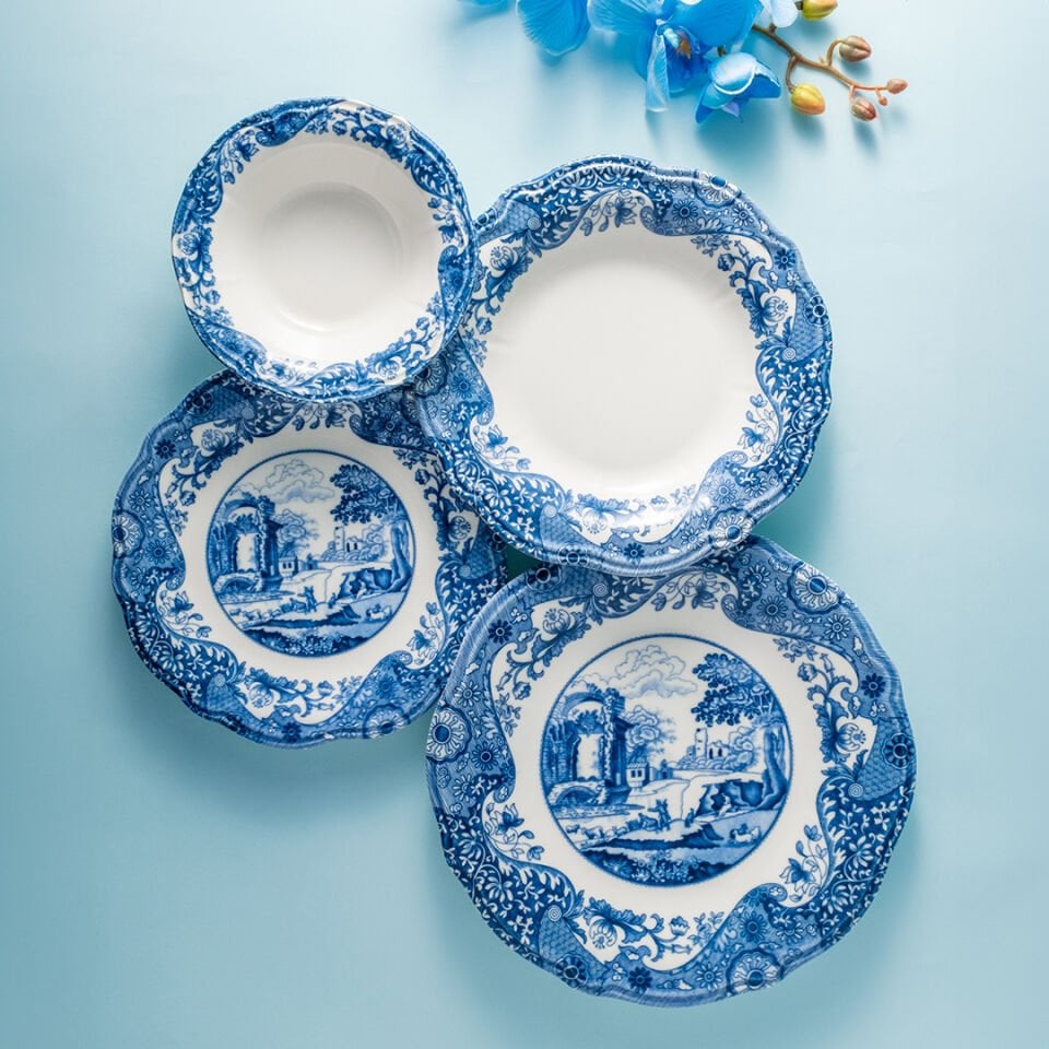 Fecra Vintage Blue 24 Parça Yemek Takımı