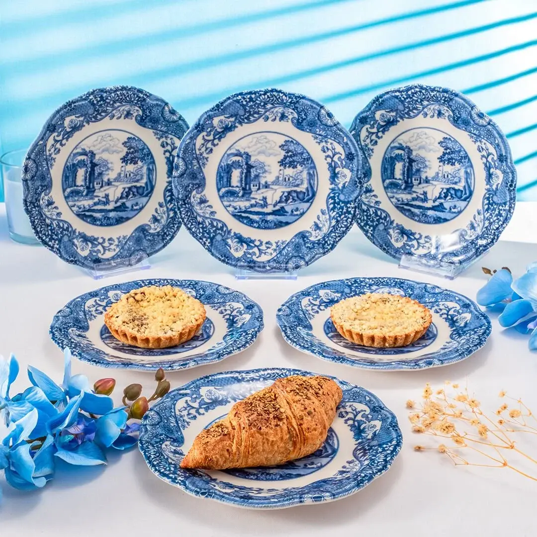 Fecra Vintage Blue 6 Parça Pasta Tabağı Seti