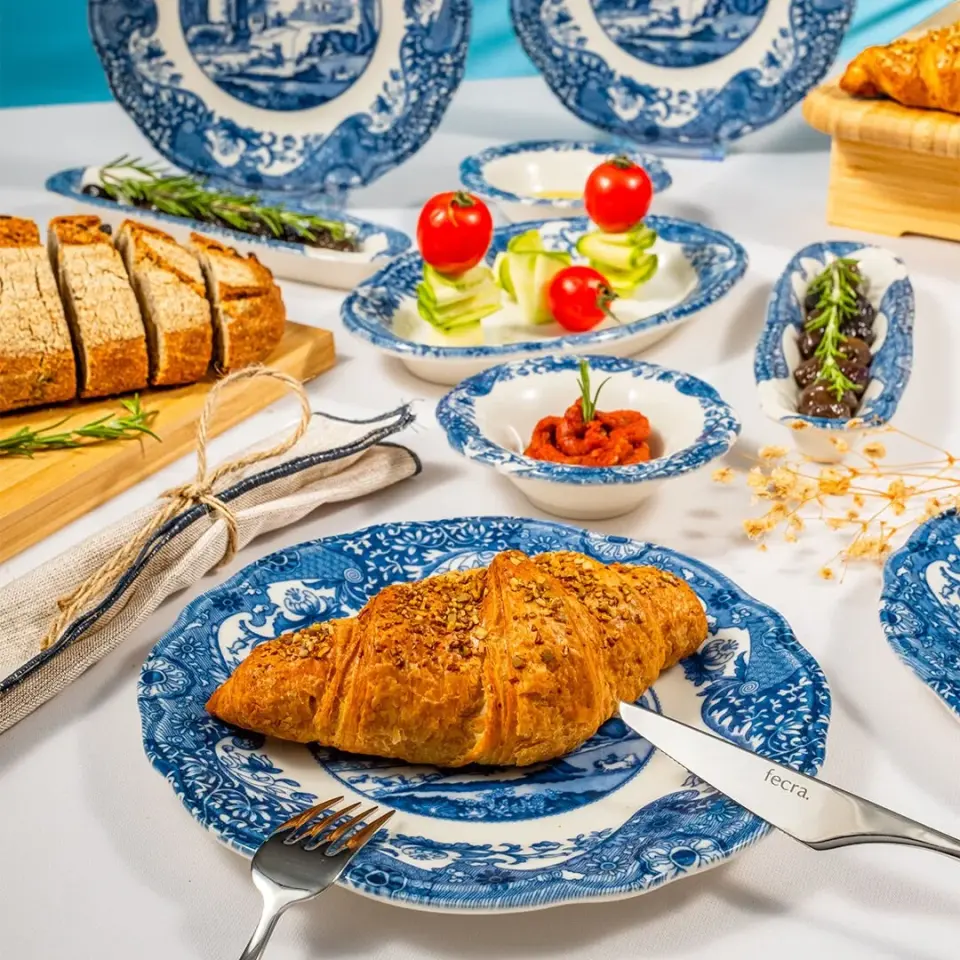 Fecra Vintage Blue 14 Parça Kahvaltı Takımı