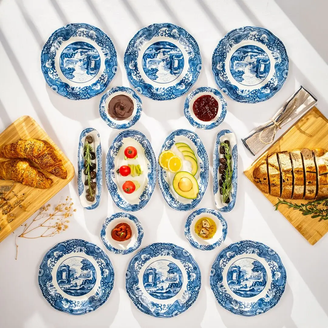 Fecra Vintage Blue 14 Parça Kahvaltı Takımı