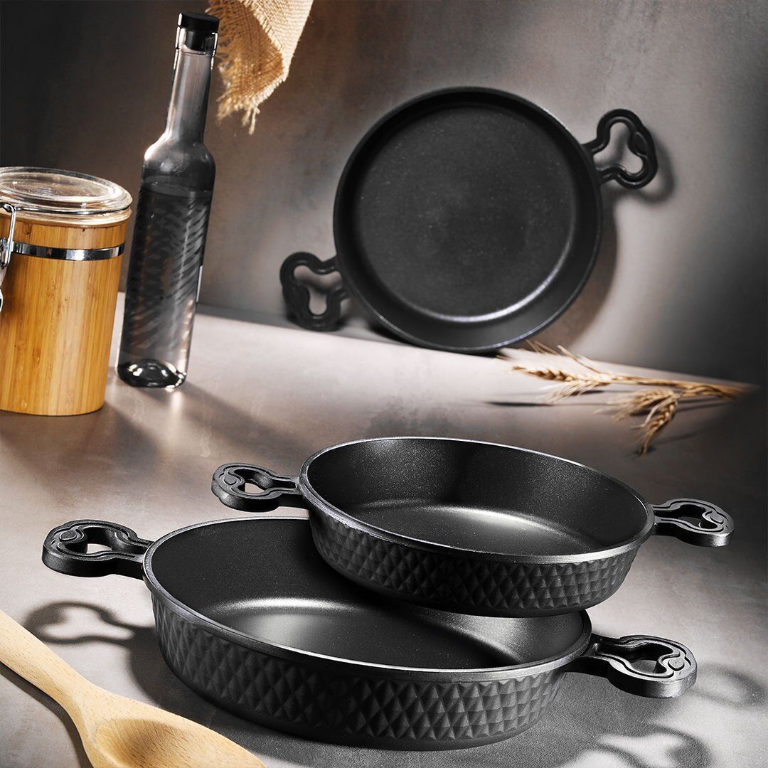 Fecra Bio Casting 3 Parça Döküm Granit Sahan Seti Siyah