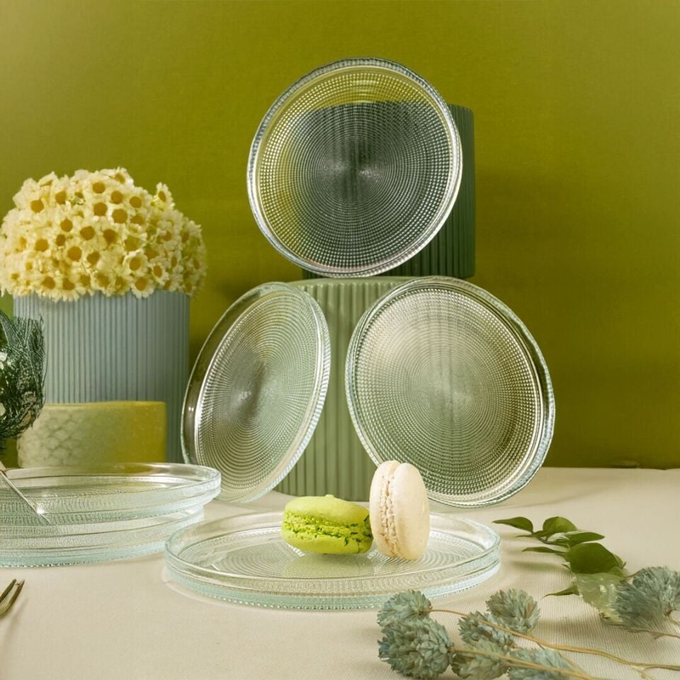 Fecra Loren 6'lı Pasta Tabağı Seti Natürel 16 Cm