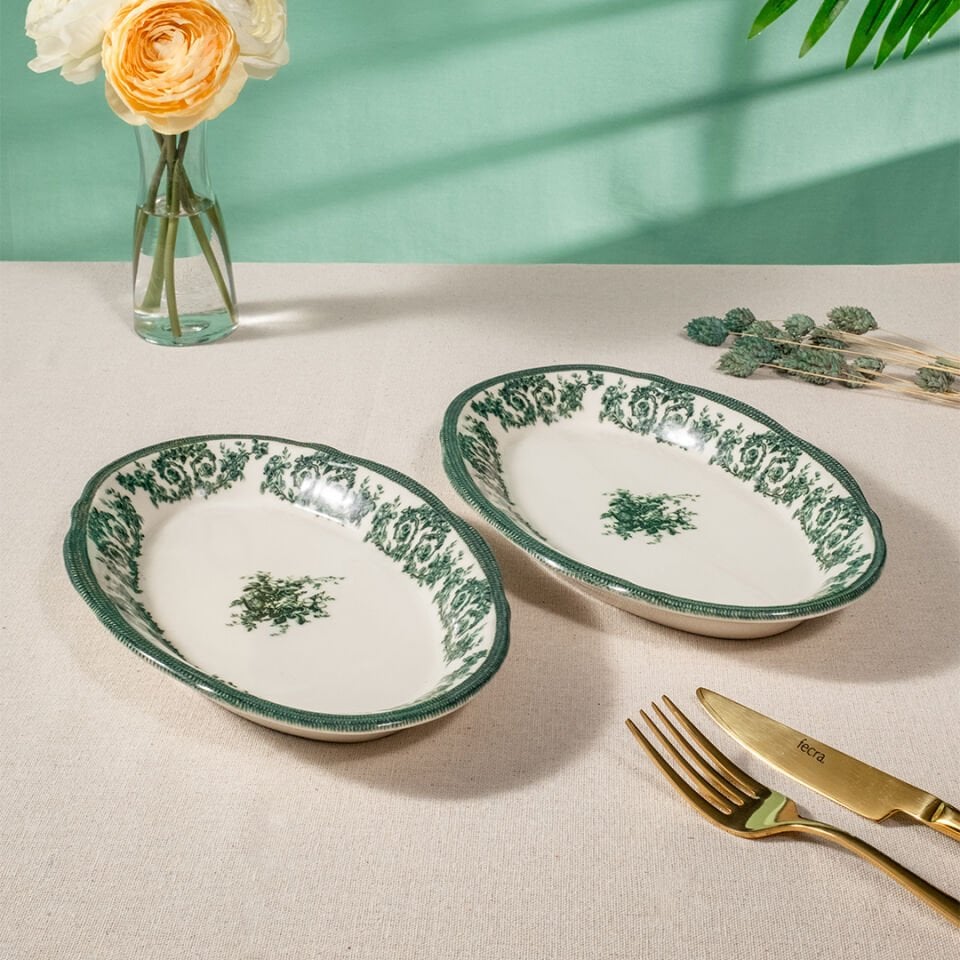 Fecra Majestic Green 2'Li Kayık Tabak