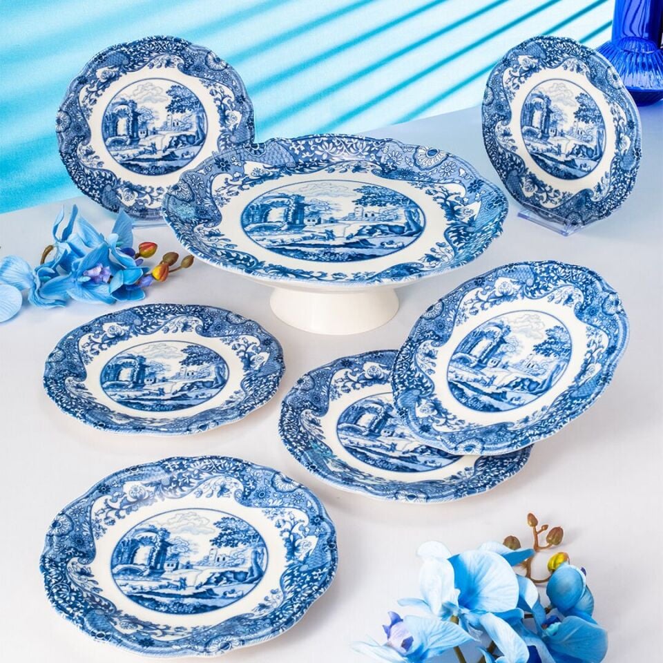 Fecra Vintage Blue  8 Parça Sunum Seti