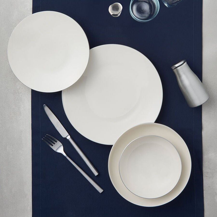 Fecra Bone Premium Aren 16 Parça Porselen Yemek Takımı Gümüş Fileli