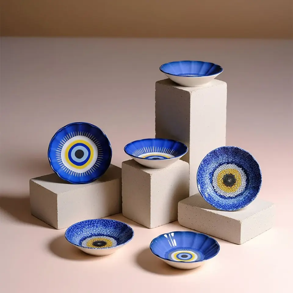 Fecra Acem 6'lı Nazarı Çay Tabağı Seti Karma