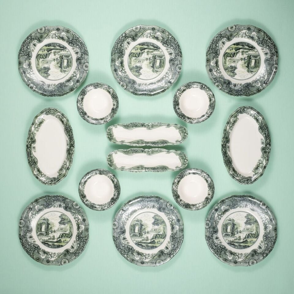 Fecra Vintage Emerald 14 Parça Kahvaltı Takımı