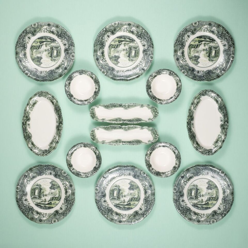 Fecra Vintage Emerald 14 Parça Kahvaltı Takımı